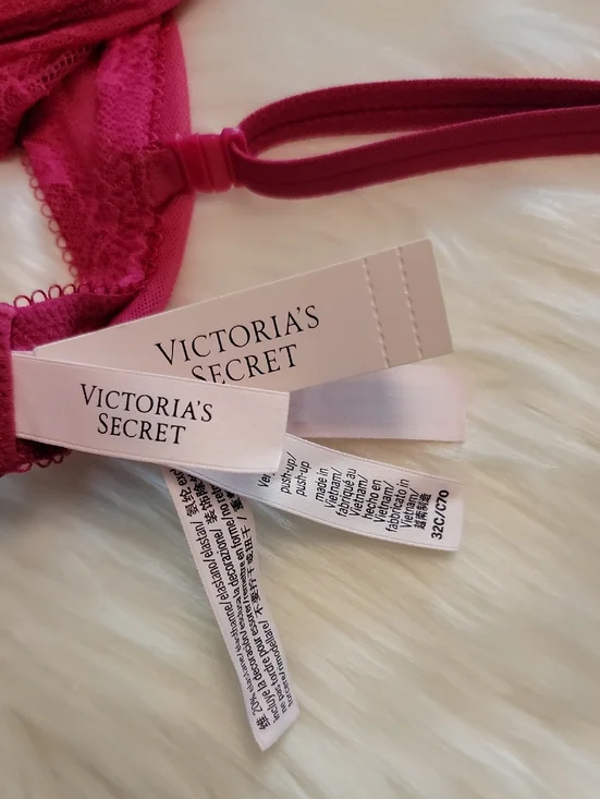 Victoria Secret Women's Very Sexy Push Up Bra 32C Deep Red Burgundy Lace - Picture 7 of 8